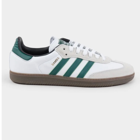 Adidas Samba White and Dark Green Shoes - Picture 3 of 4